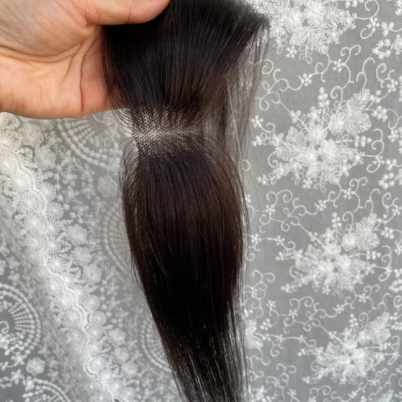 Natrahair Natrual Black halo wire human hair topper, ultra-thin lace 10 x 3.5 cm, 25 cm hair - view 7