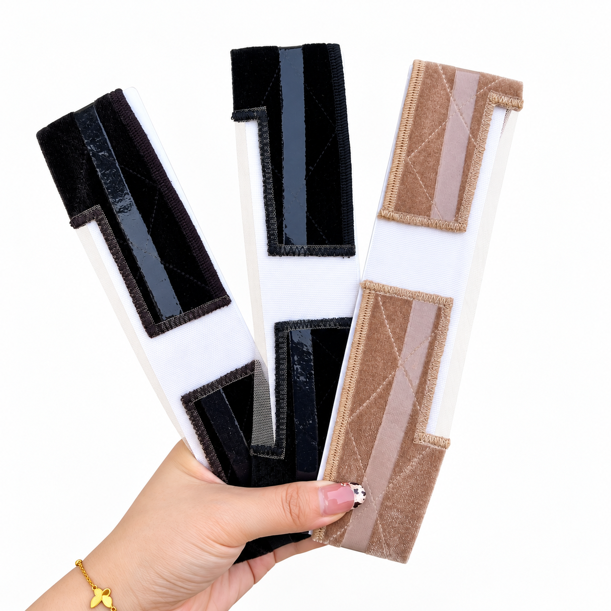 Velvet lace parting wig grip bands in three colors