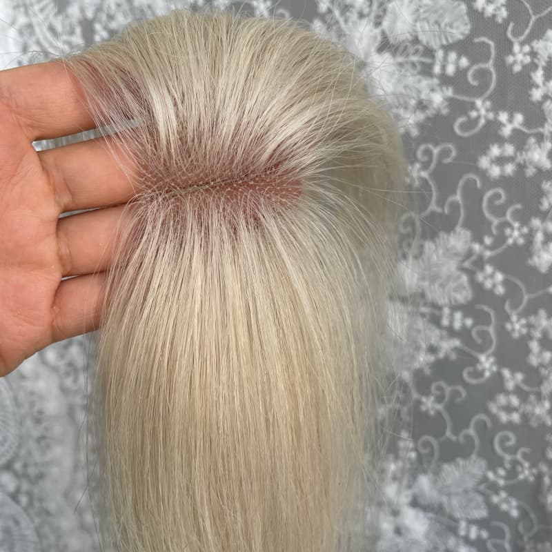 Original #60 halo wire human hair topper, 10 x 3.5 cm lace base, 25 cm hair, view 2
