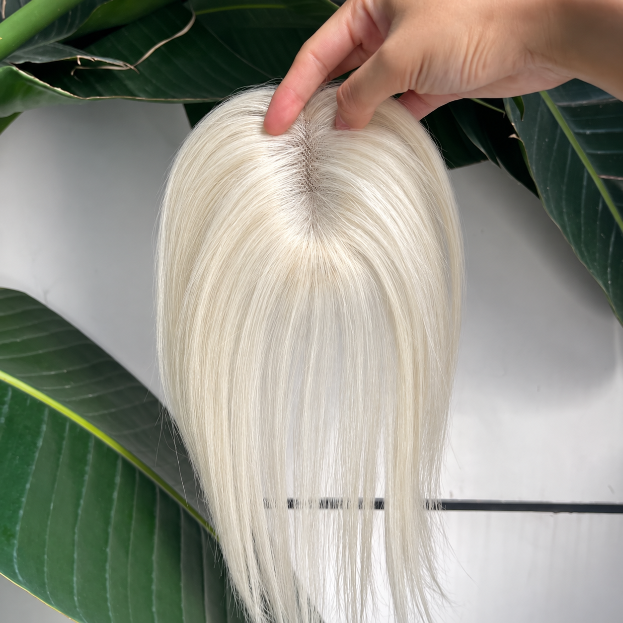White human hair lace topper, 25 cm hair for crown and parting coverage