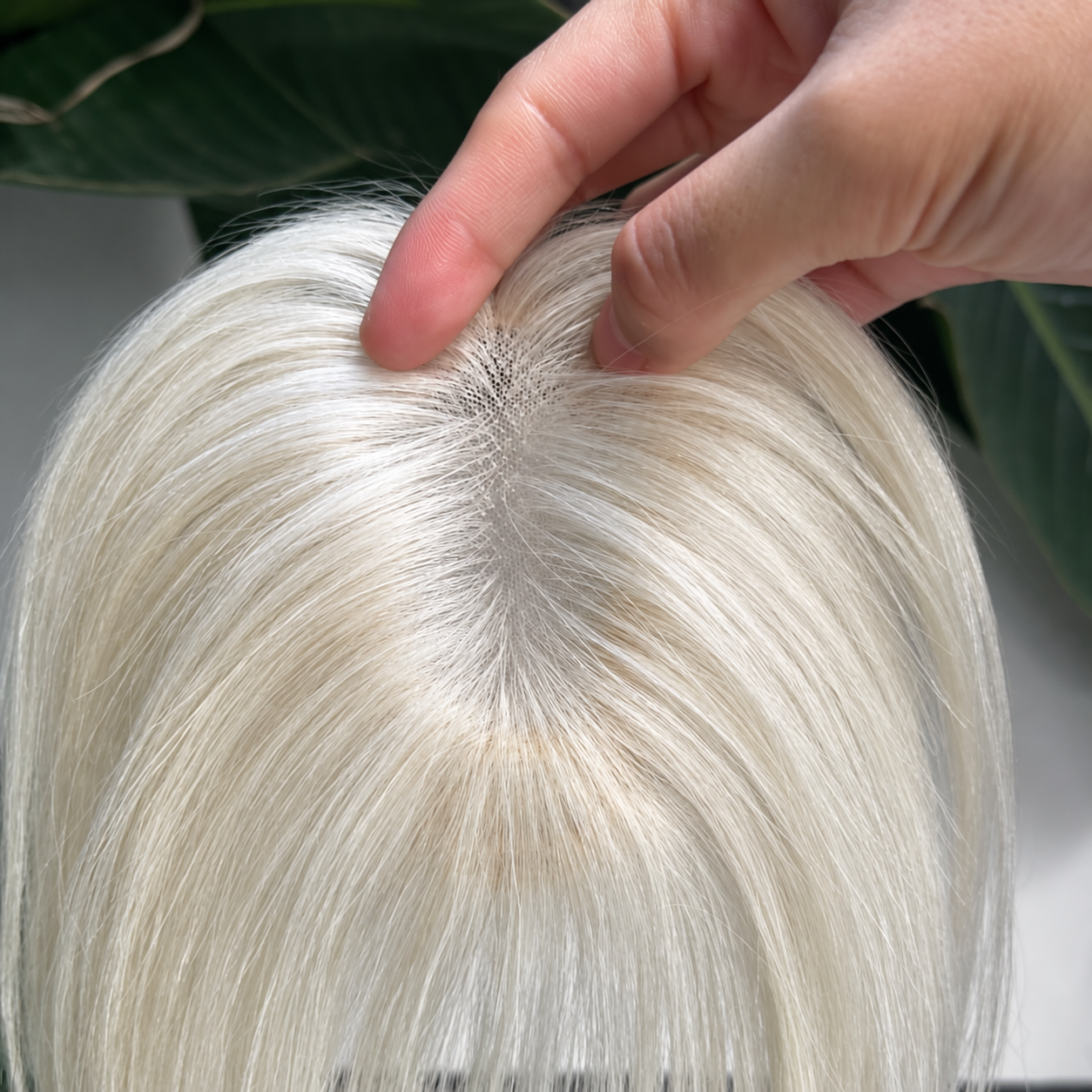 White human hair lace topper, 25 cm hair for crown and parting coverage