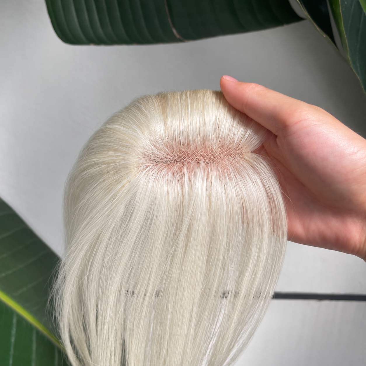 White human hair lace topper, 25 cm hair for crown and parting coverage