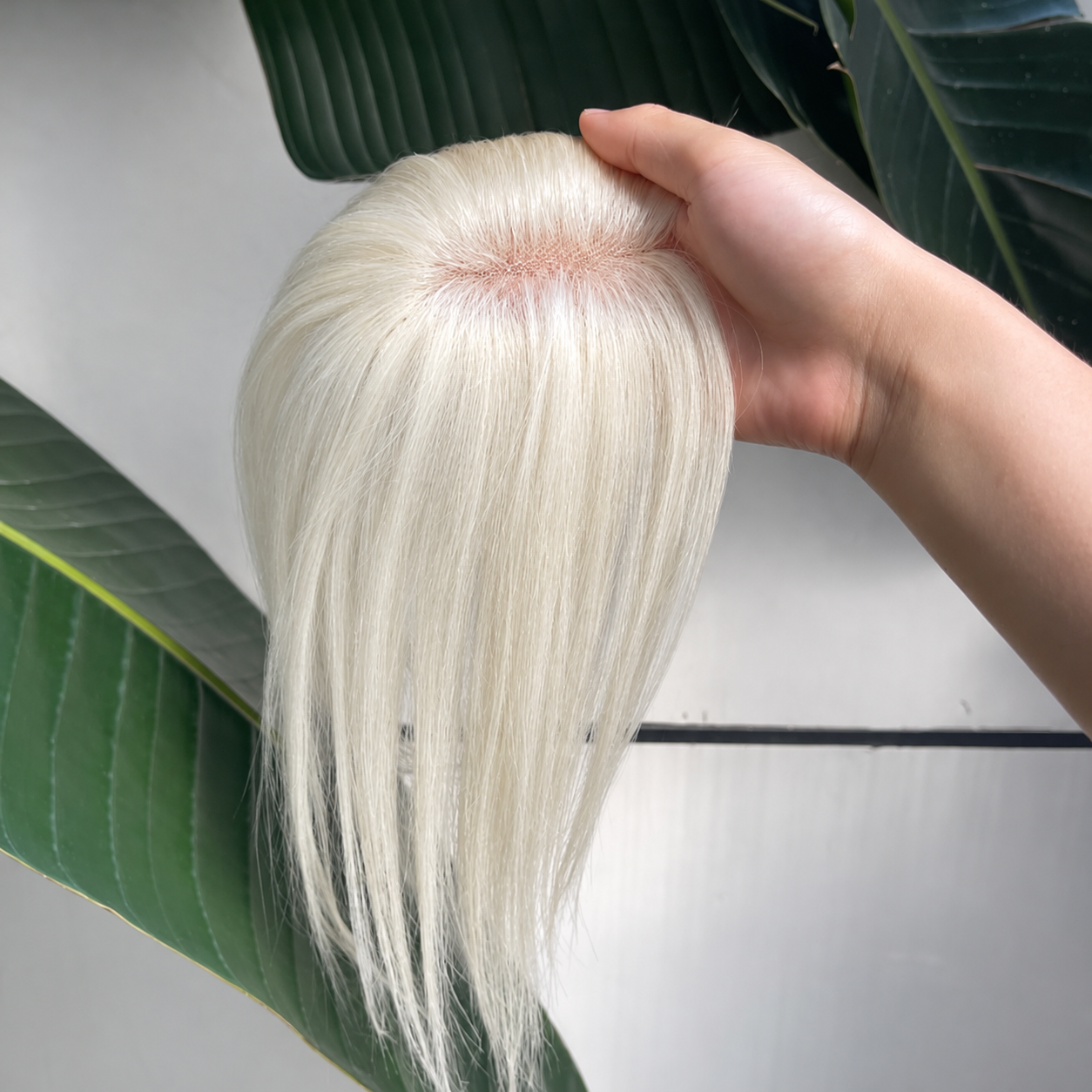 White human hair lace topper, 25 cm hair for crown and parting coverage