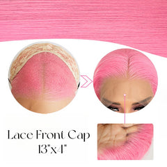 Blonde Root Light Pink Lace Front Wig Pre Plucked Glueless Long Straight Wig