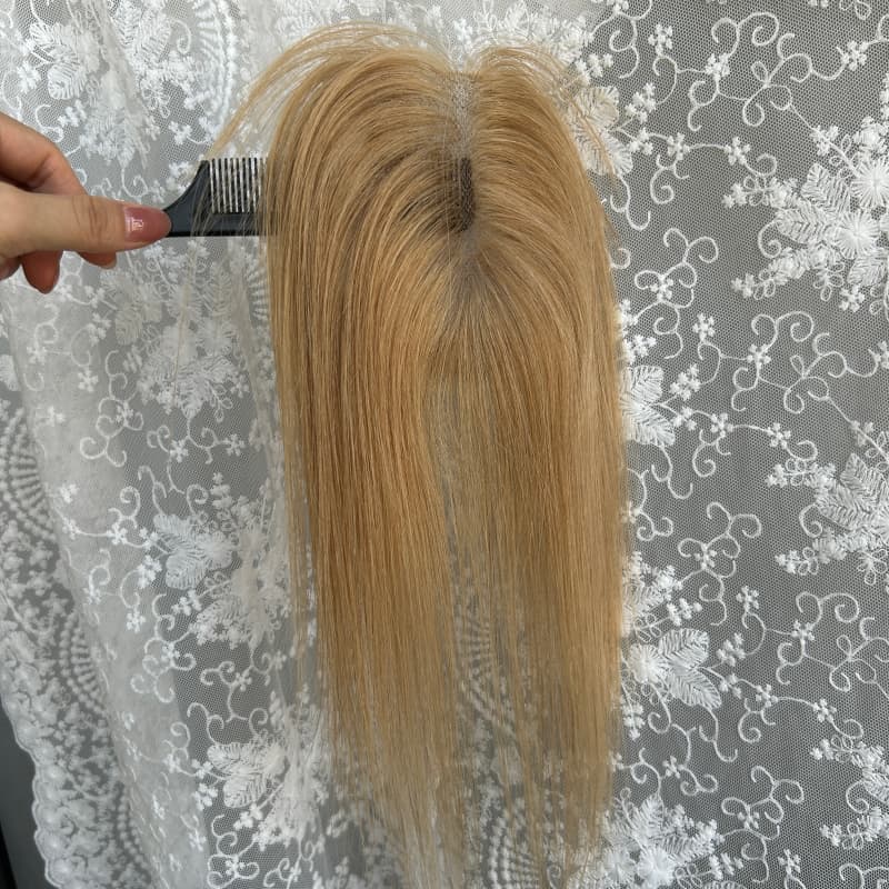 Ultra-thin lace human hair topper, 7x11 cm base, color #27, product photo 1