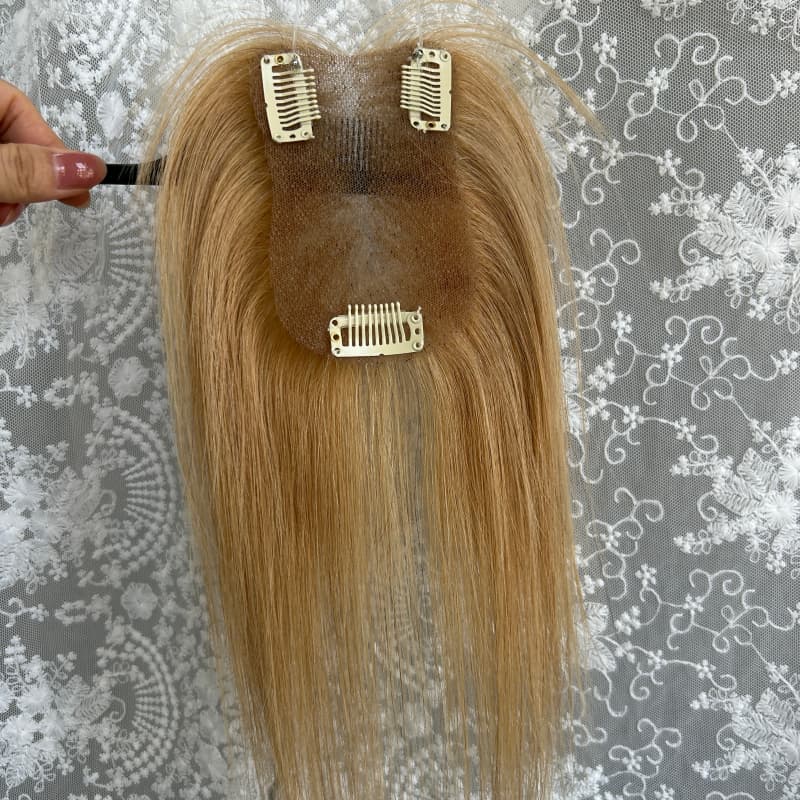 Ultra-thin lace human hair topper, 7x11 cm base, color #27, product photo 11