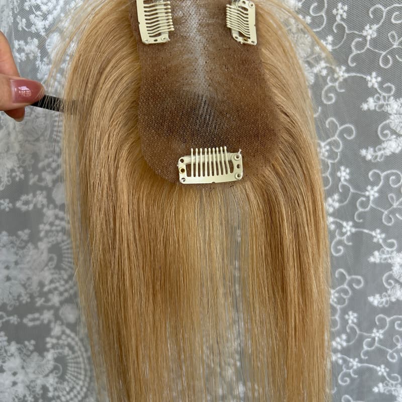 Ultra-thin lace human hair topper, 7x11 cm base, color #27, product photo 13