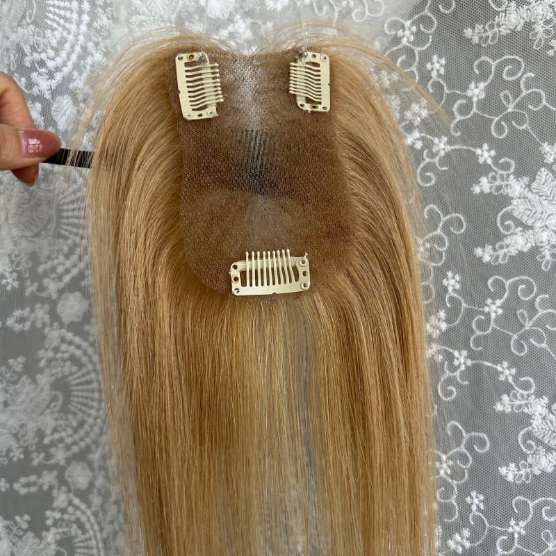 Ultra-thin lace human hair topper, 7x11 cm base, color #27, product photo 14