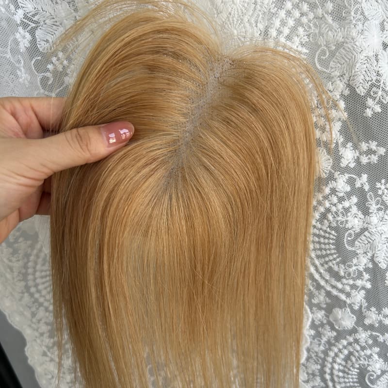 Ultra-thin lace human hair topper, 7x11 cm base, color #27, product photo 5