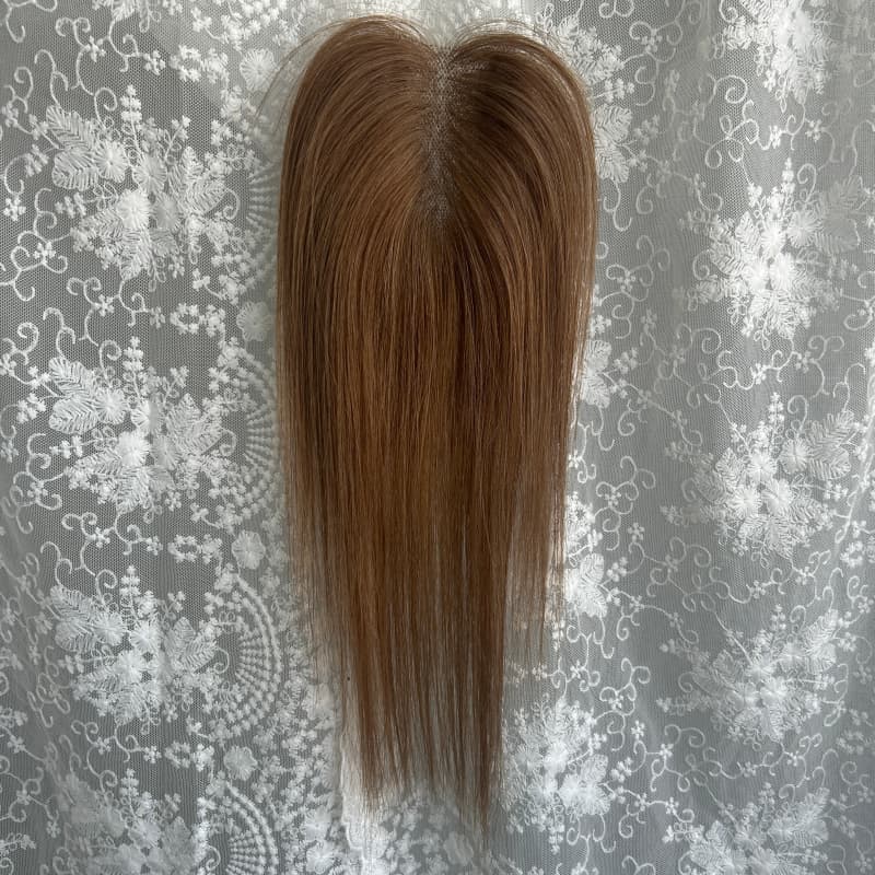 Ultra-thin lace human hair topper, 7x11 cm base, color #4, product photo 1