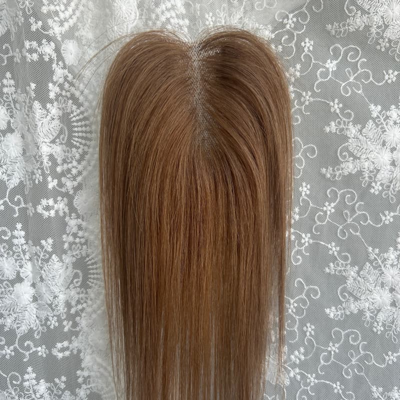 Ultra-thin lace human hair topper, 7x11 cm base, color #4, product photo 10