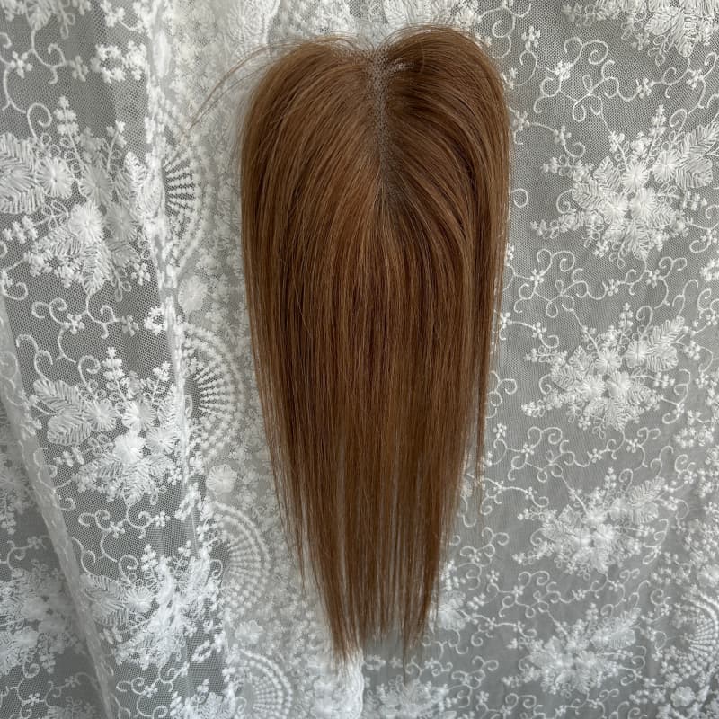 Ultra-thin lace human hair topper, 7x11 cm base, color #4, product photo 11