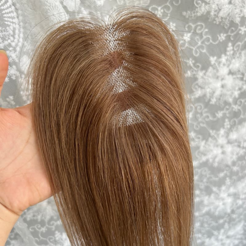 Ultra-thin lace human hair topper, 7x11 cm base, color #4, product photo 12
