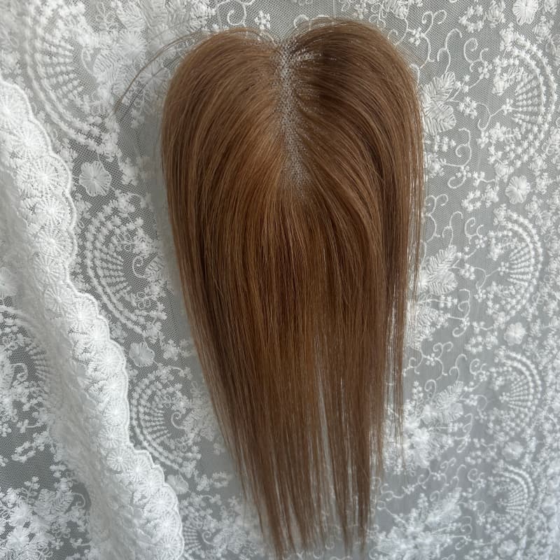 Ultra-thin lace human hair topper, 7x11 cm base, color #4, product photo 2