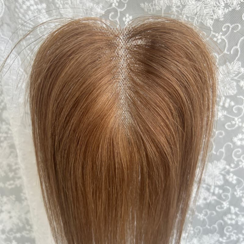 Ultra-thin lace human hair topper, 7x11 cm base, color #4, product photo 4