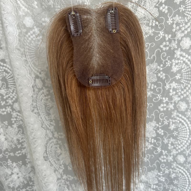 Ultra-thin lace human hair topper, 7x11 cm base, color #4, product photo 5