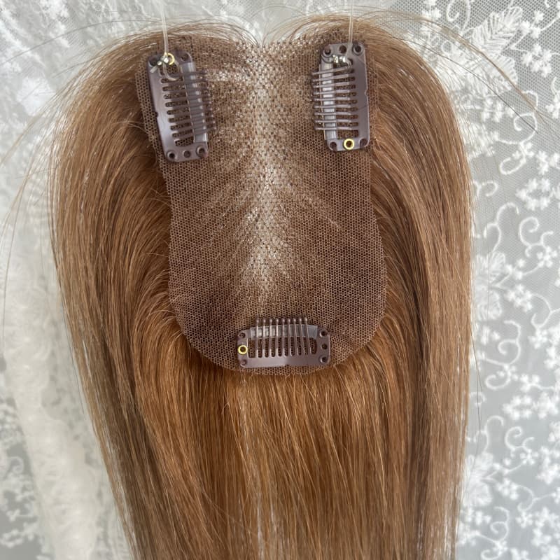 Ultra-thin lace human hair topper, 7x11 cm base, color #4, product photo 6
