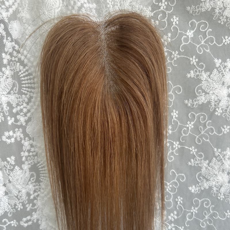 Ultra-thin lace human hair topper, 7x11 cm base, color #4, product photo 8
