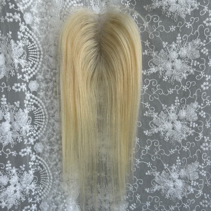 Ultra-thin lace human hair topper, 7x11 cm base, color #613, product photo 1