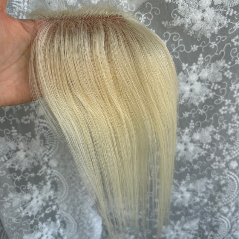 Ultra-thin lace human hair topper, 7x11 cm base, color #613, product photo 11