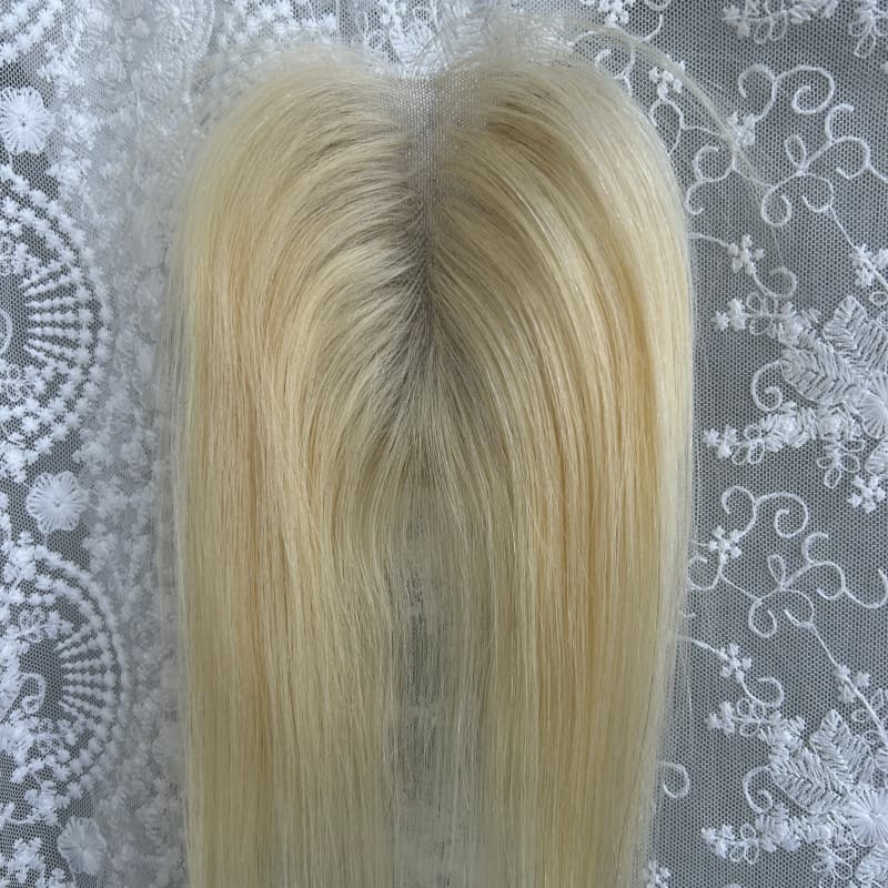 Ultra-thin lace human hair topper, 7x11 cm base, color #613, product photo 2