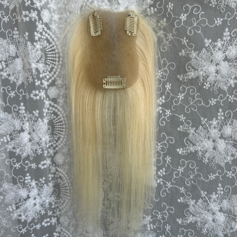 Ultra-thin lace human hair topper, 7x11 cm base, color #613, product photo 4