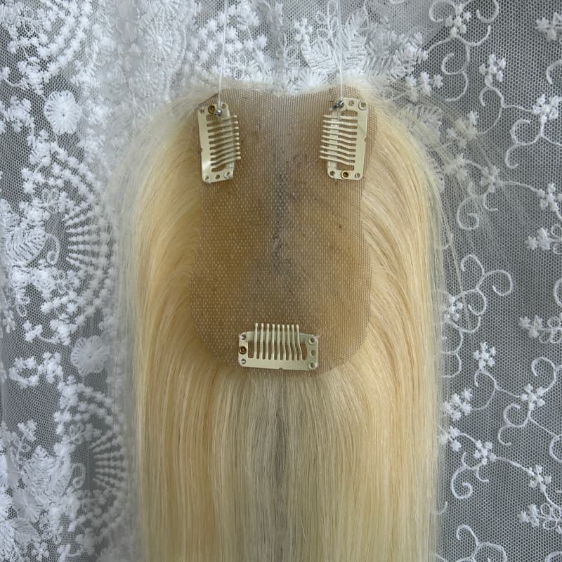 Ultra-thin lace human hair topper, 7x11 cm base, color #613, product photo 5