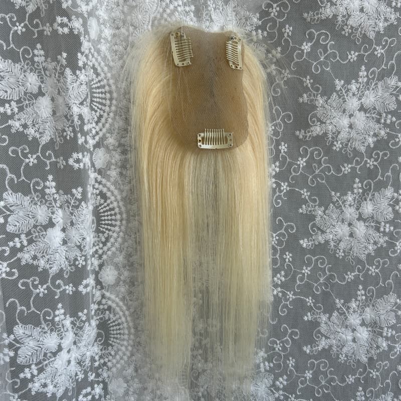 Ultra-thin lace human hair topper, 7x11 cm base, color #613, product photo 6
