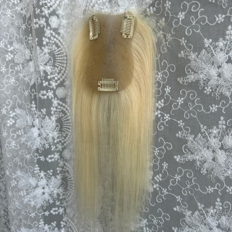 Ultra-thin lace human hair topper, 7x11 cm base, color #613, product photo 7