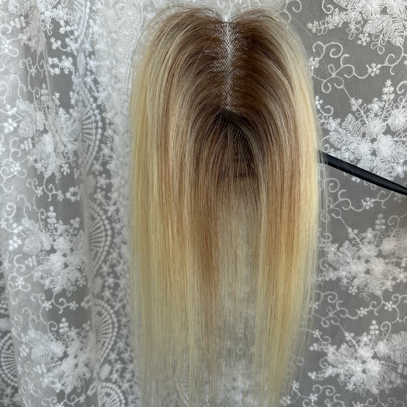 Ultra-thin lace human hair topper, 7x11 cm base, color 8-613, product photo 1