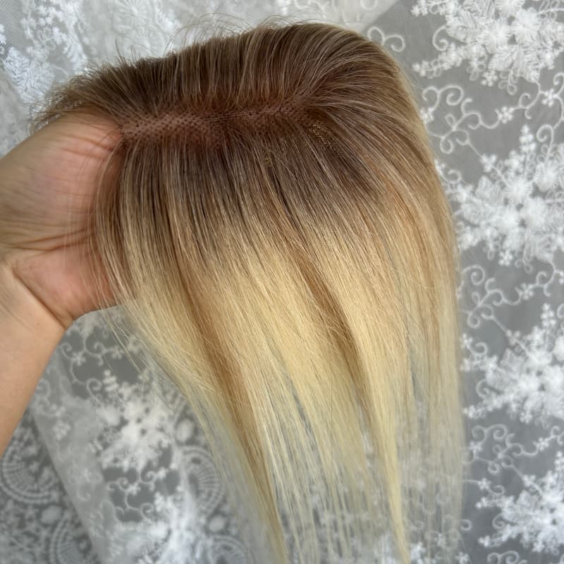 Ultra-thin lace human hair topper, 7x11 cm base, color 8-613, product photo 10