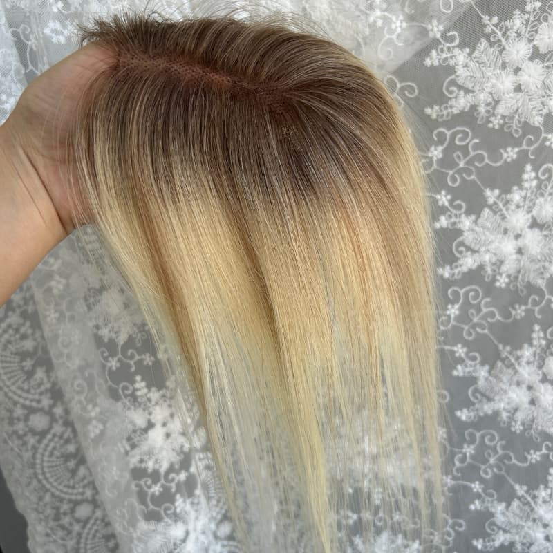 Ultra-thin lace human hair topper, 7x11 cm base, color 8-613, product photo 11