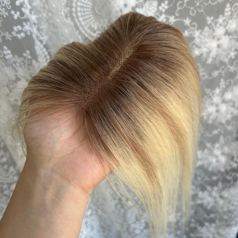 Ultra-thin lace human hair topper, 7x11 cm base, color 8-613, product photo 12
