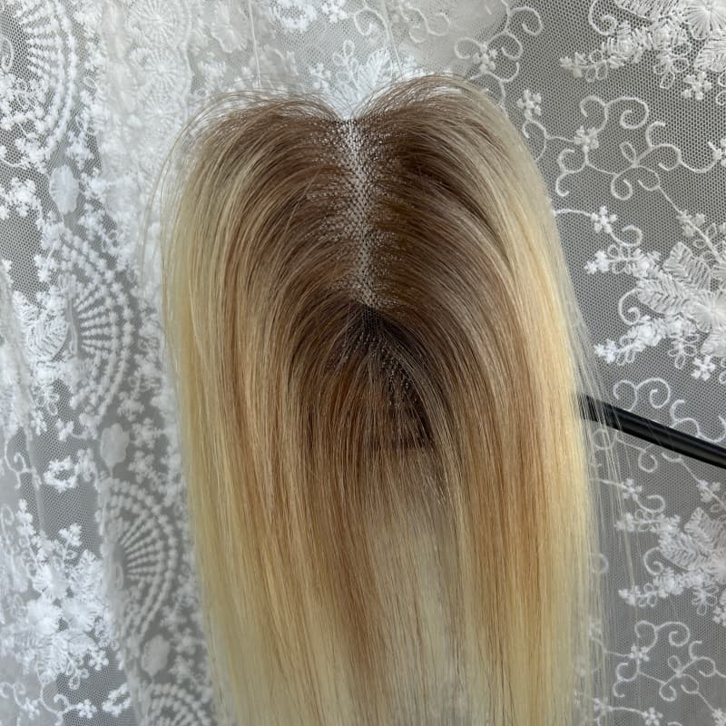 Ultra-thin lace human hair topper, 7x11 cm base, color 8-613, product photo 2