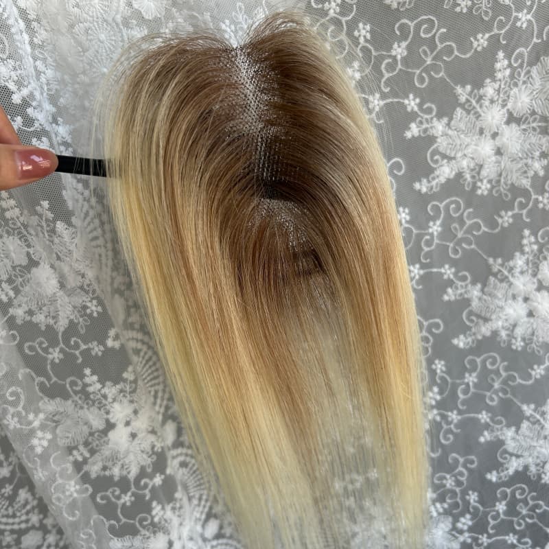 Ultra-thin lace human hair topper, 7x11 cm base, color 8-613, product photo 3