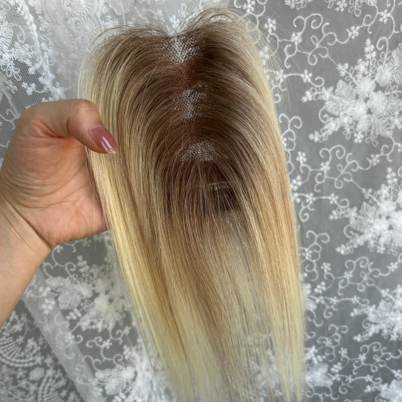 Ultra-thin lace human hair topper, 7x11 cm base, color 8-613, product photo 4