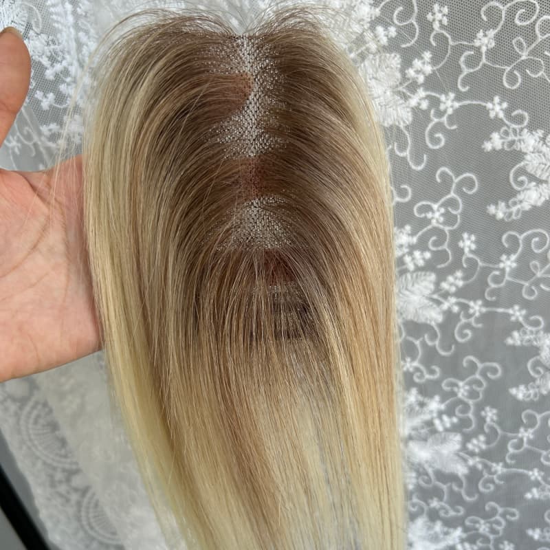 Ultra-thin lace human hair topper, 7x11 cm base, color 8-613, product photo 5