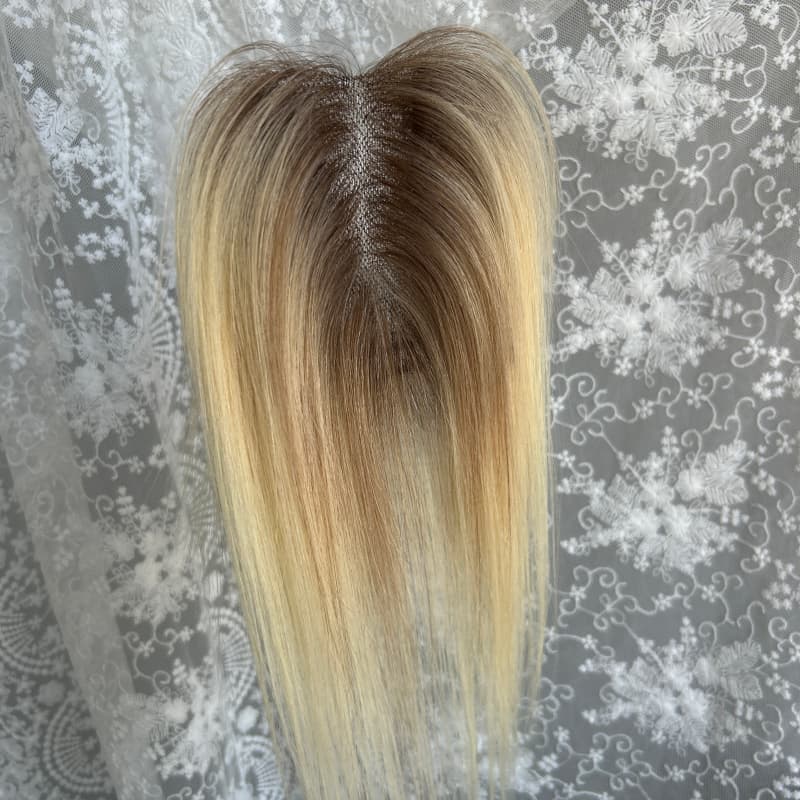 Ultra-thin lace human hair topper, 7x11 cm base, color 8-613, product photo 6