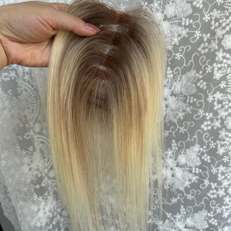 Ultra-thin lace human hair topper, 7x11 cm base, color 8-613, product photo 8