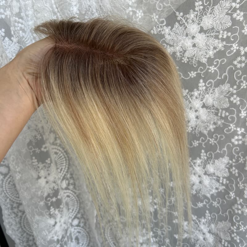 Ultra-thin lace human hair topper, 7x11 cm base, color 8-613, product photo 9