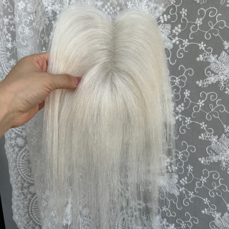 Ultra-thin lace human hair topper, 7x11 cm base, color white, product photo 1
