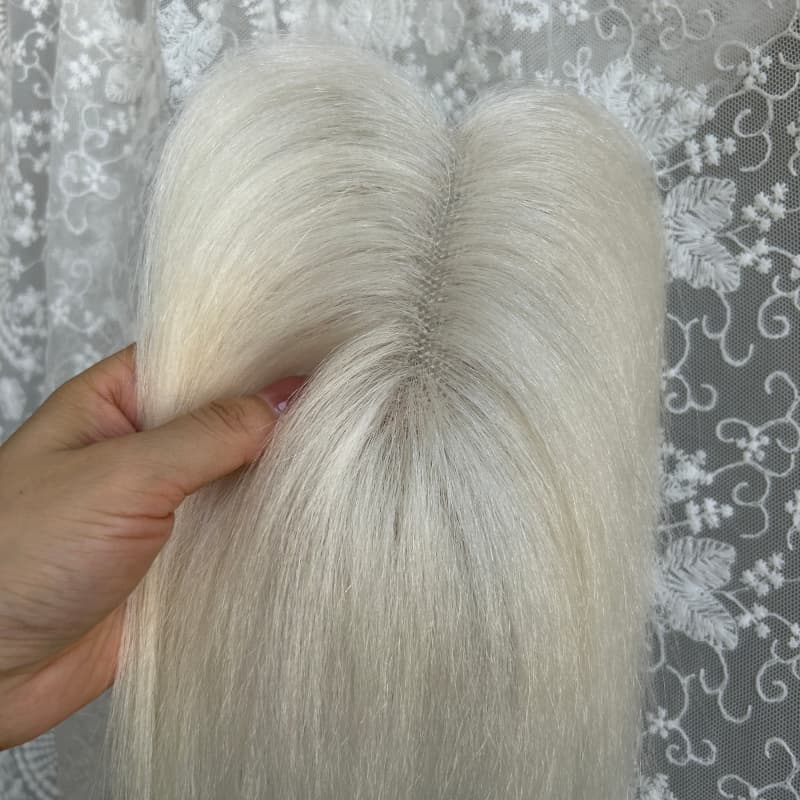 Ultra-thin lace human hair topper, 7x11 cm base, color white, product photo 2