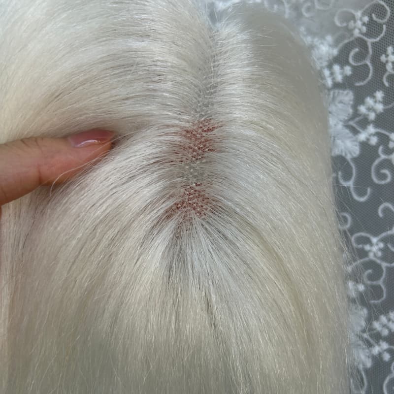 Ultra-thin lace human hair topper, 7x11 cm base, color white, product photo 3