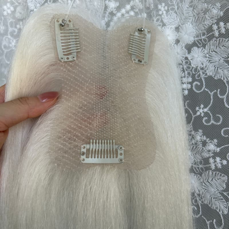 Ultra-thin lace human hair topper, 7x11 cm base, color white, product photo 4