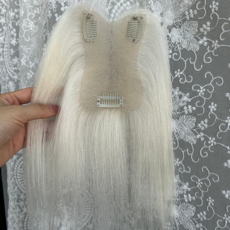 Ultra-thin lace human hair topper, 7x11 cm base, color white, product photo 5