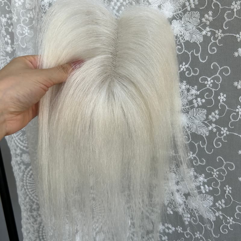 Ultra-thin lace human hair topper, 7x11 cm base, color white, product photo 7