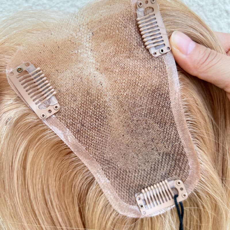 Milk tea blonde topper hair texture and color detail