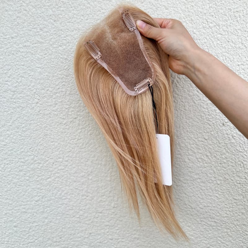 Full view of the milk tea blonde hair topper